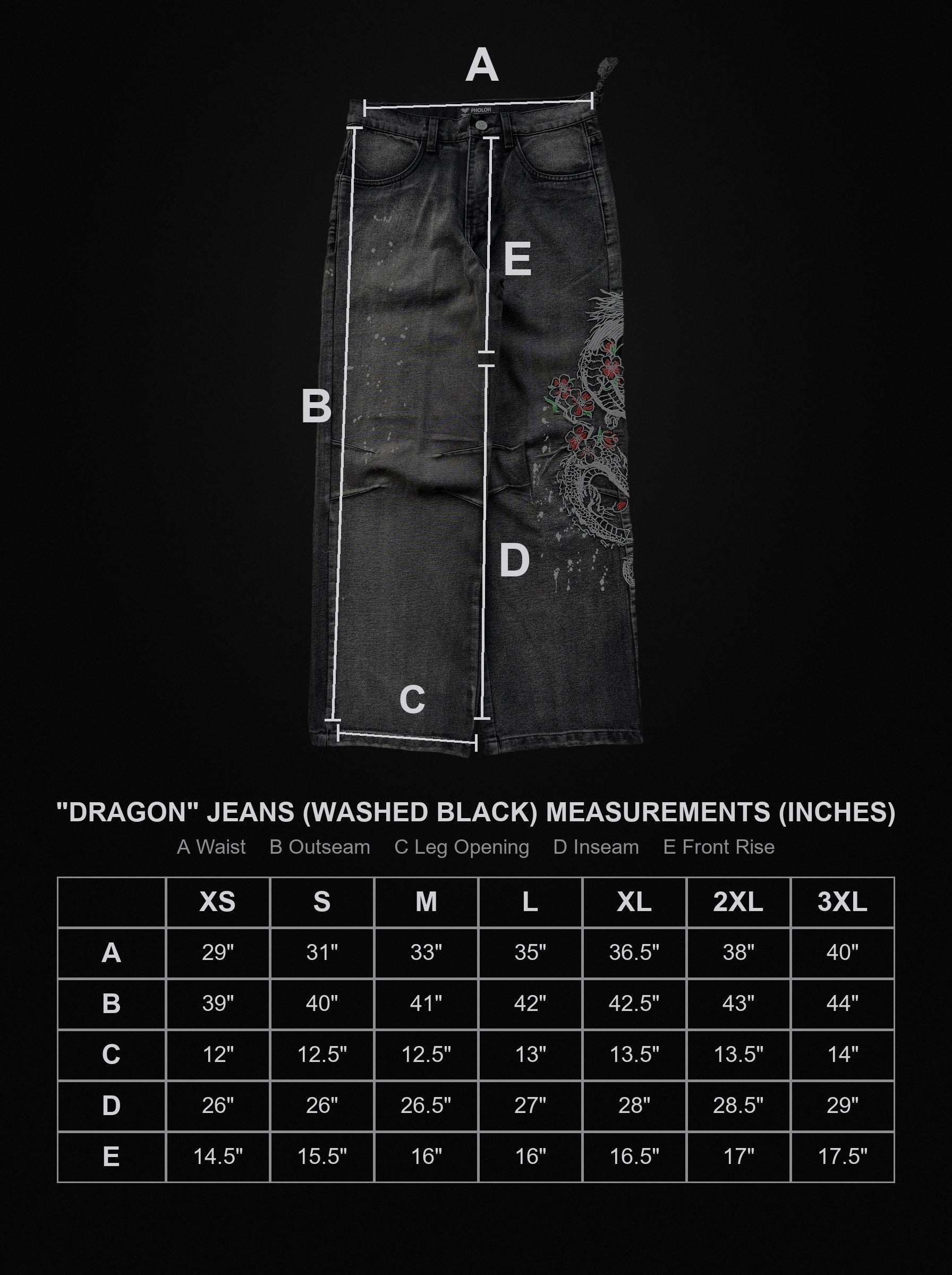 dragon-jeans-washed-black size chart