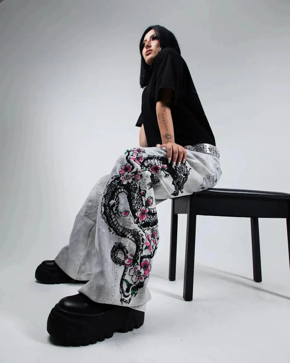"Dragon" Jeans (White) - pholoh