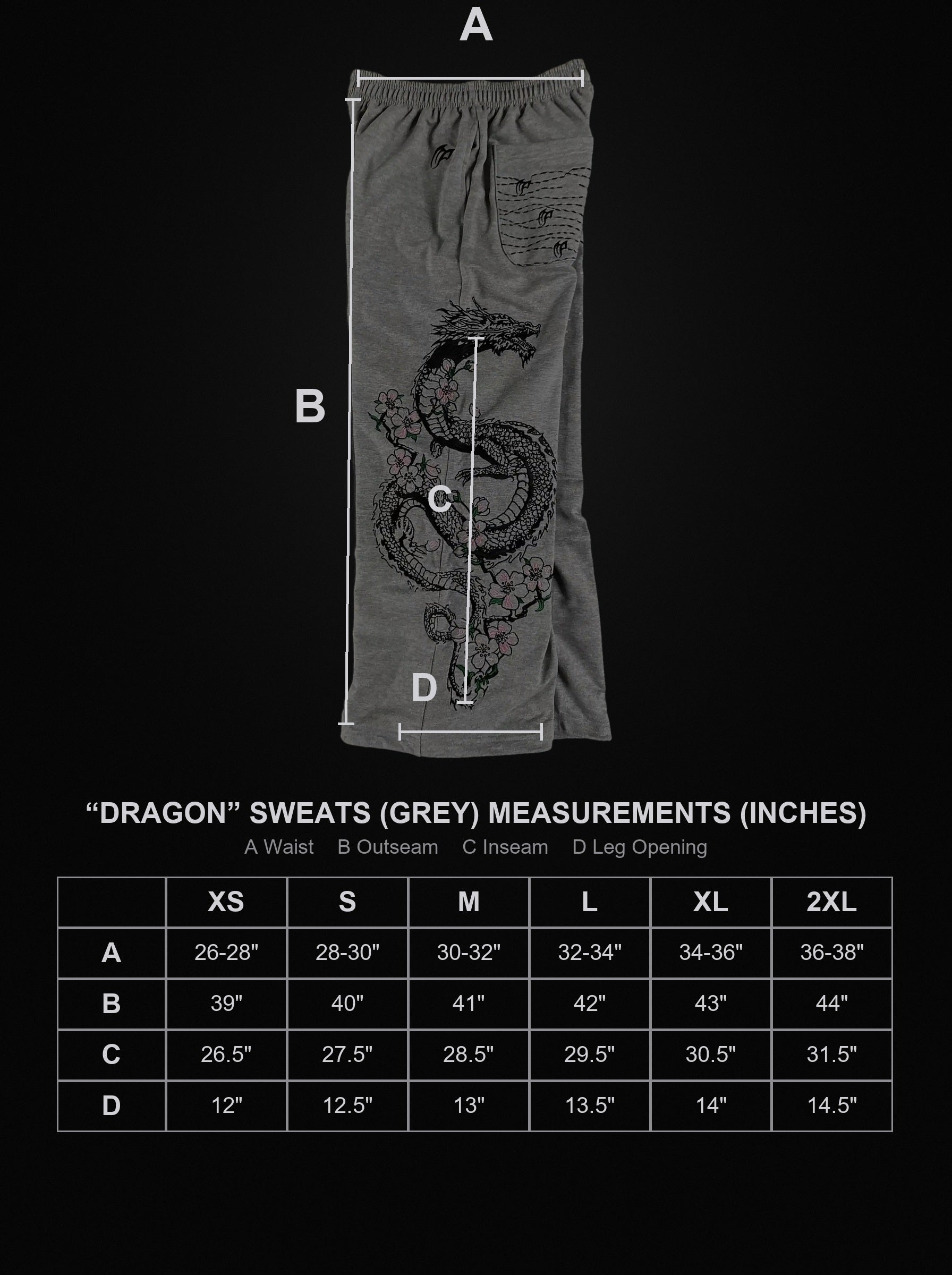 dragon-sweats-grey size chart