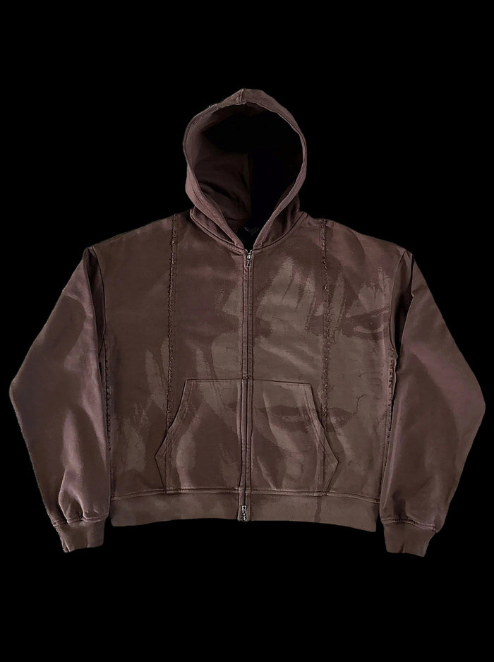 “Glitched” Zip-Up (Brown)