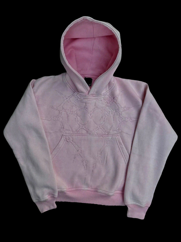 "Half a Million" Embroidered Hoodie (Light Pink) — on black