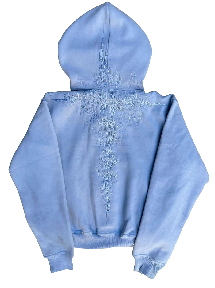 "Half a Million" Embroidered Hoodie (Baby Blue)