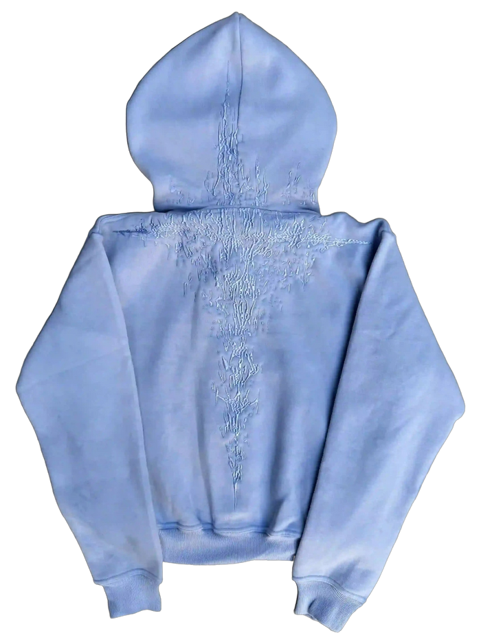 “Half a Million” Embroidery Zip-Up (Baby Blue)