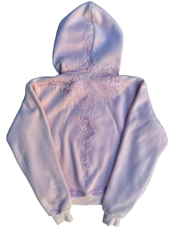 “Half a Million” Embroidery Zip-Up (Light Pink)