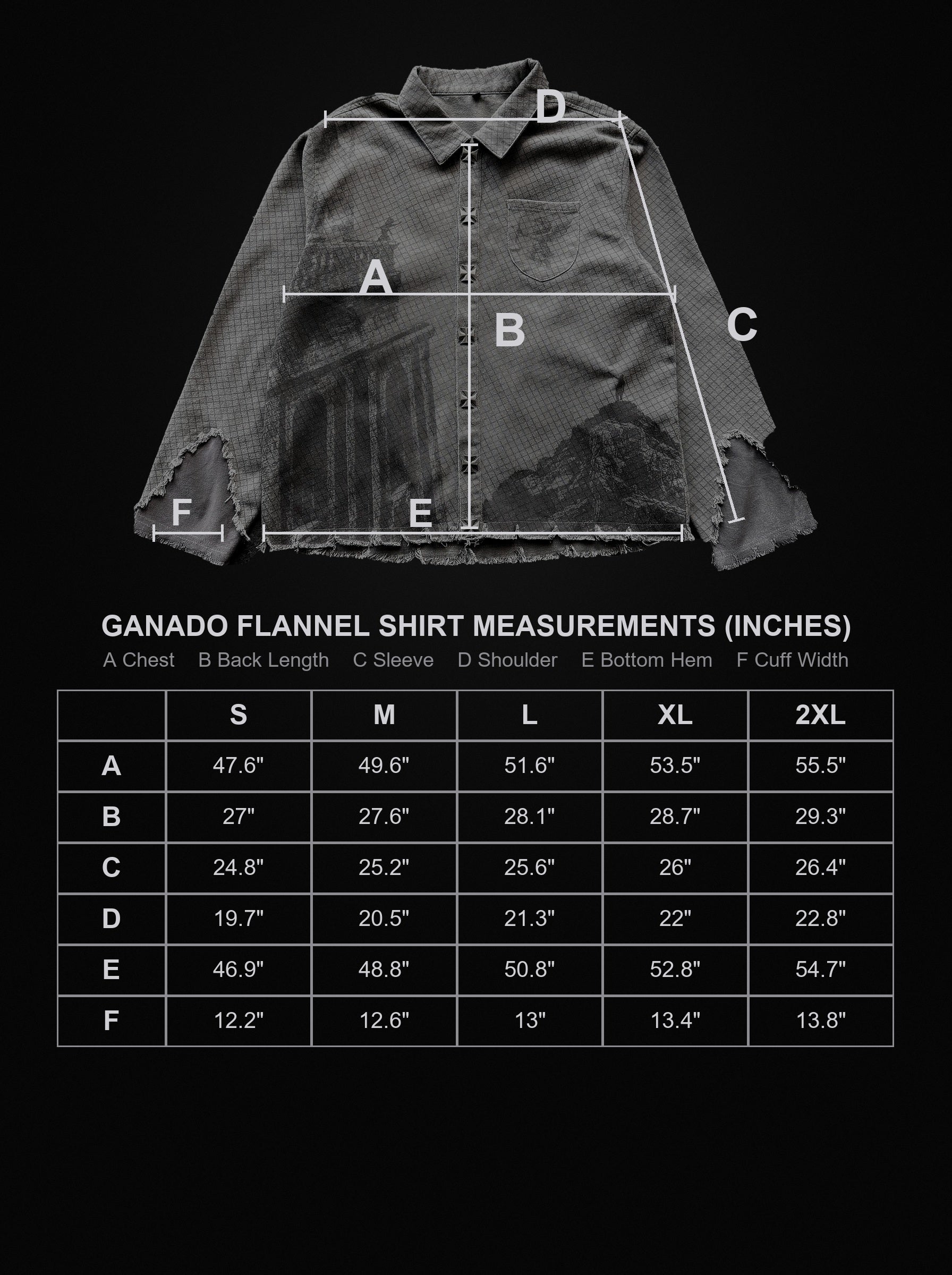 ganado size chart