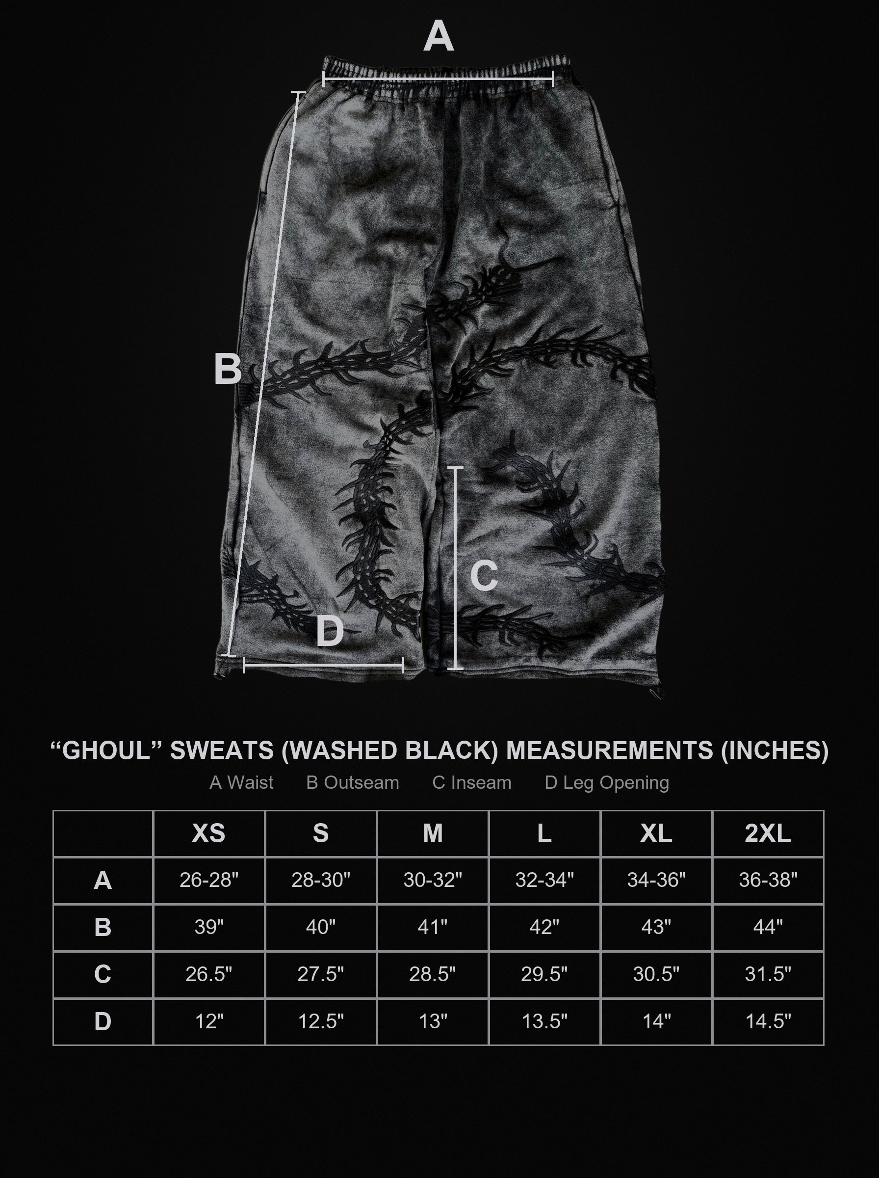 ghoul-sweats-washed-black size chart