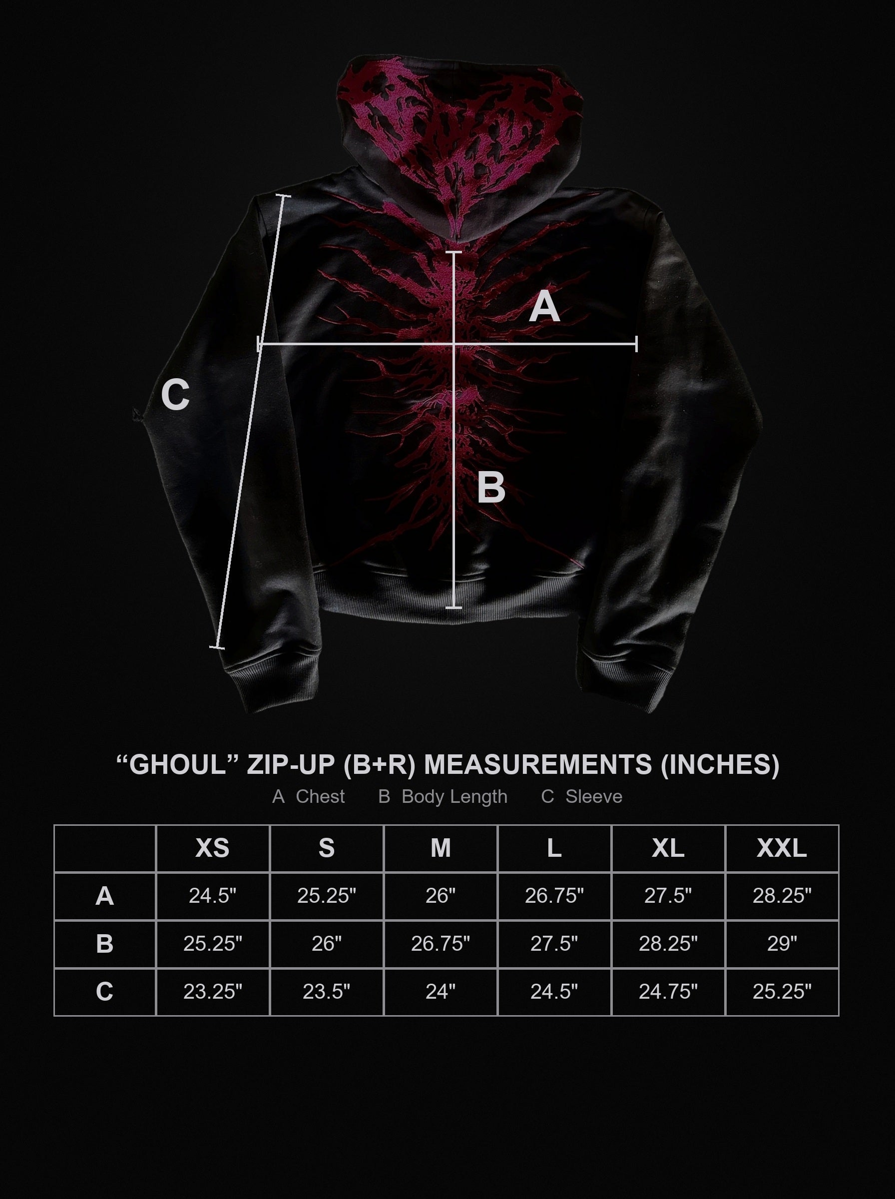 ghoul-zip-up-b-r size chart