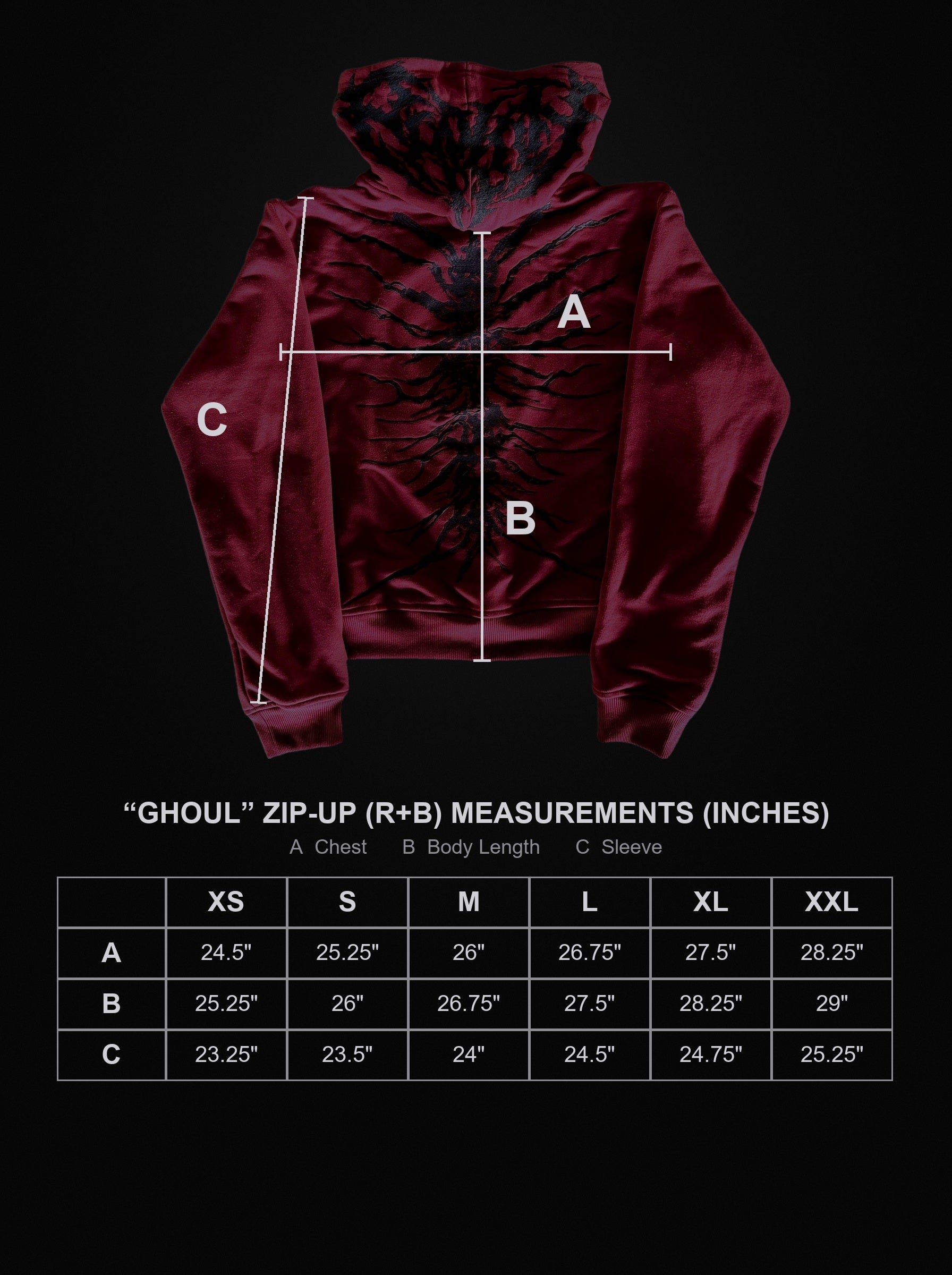 ghoul-zip-up-r-b size chart