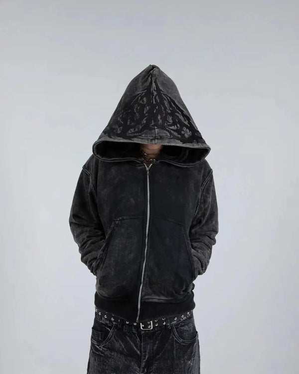 “Ghoul” ZIP-UP (Washed Black) - Second Image