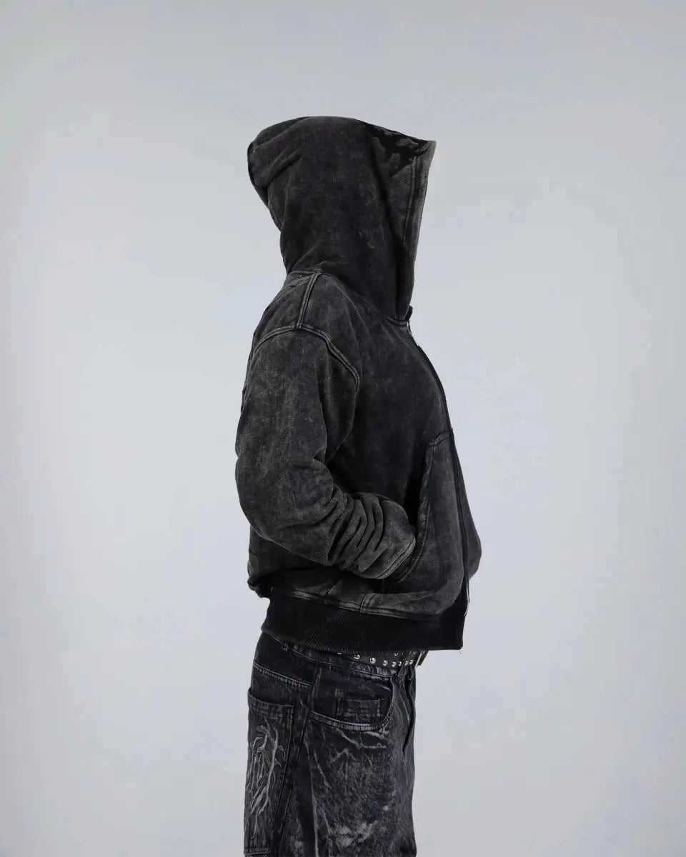 “Ghoul” ZIP - UP (Washed Black) - pholoh