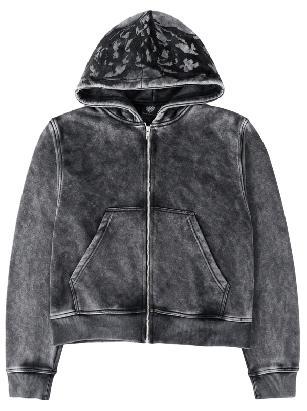 “Ghoul” Zip-Up (Washed Black) - Second Image
