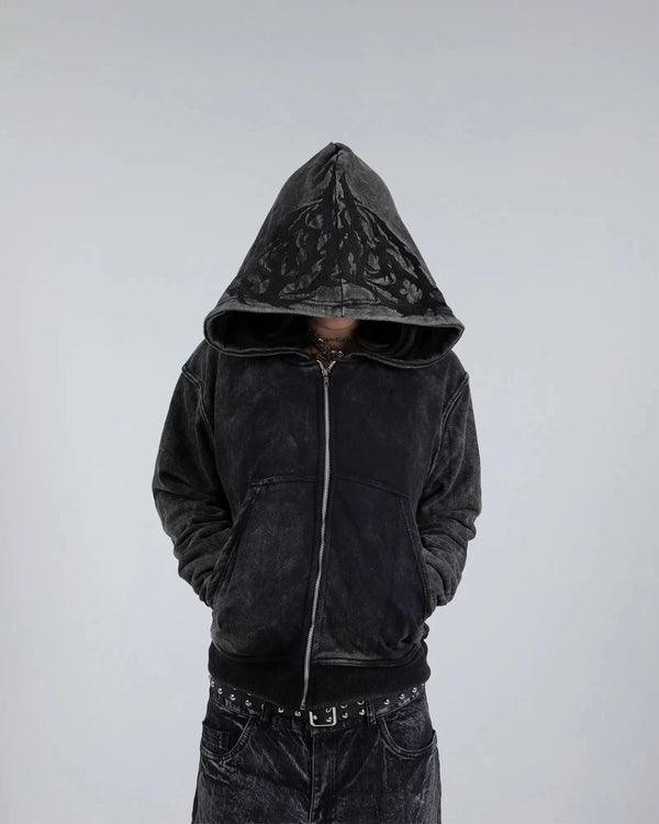 “Ghoul” ZIP-UP (Washed Black) - Second Image