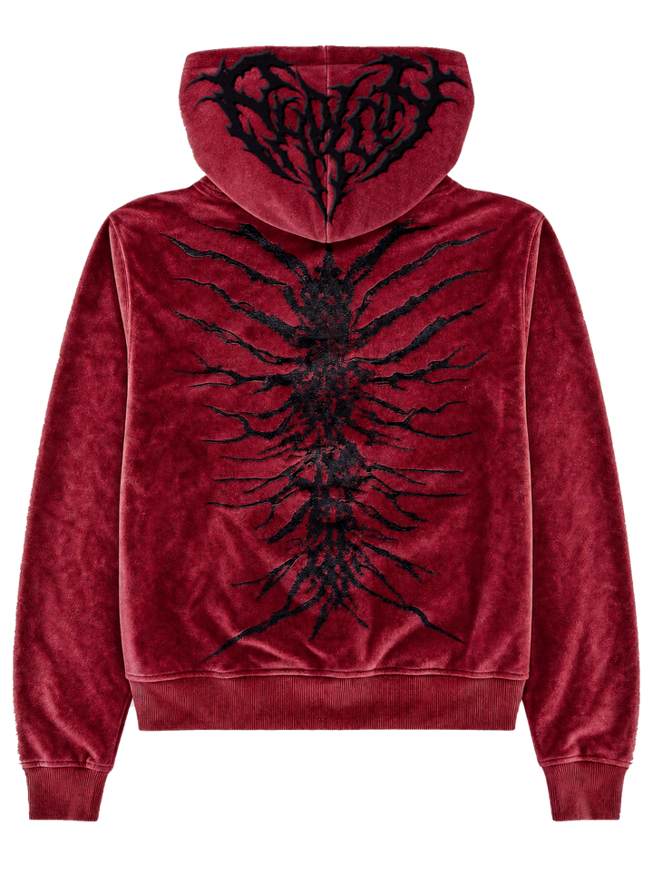 Ghoul Zip-Up R+B back with the Pholoh logo embroidered across the hood