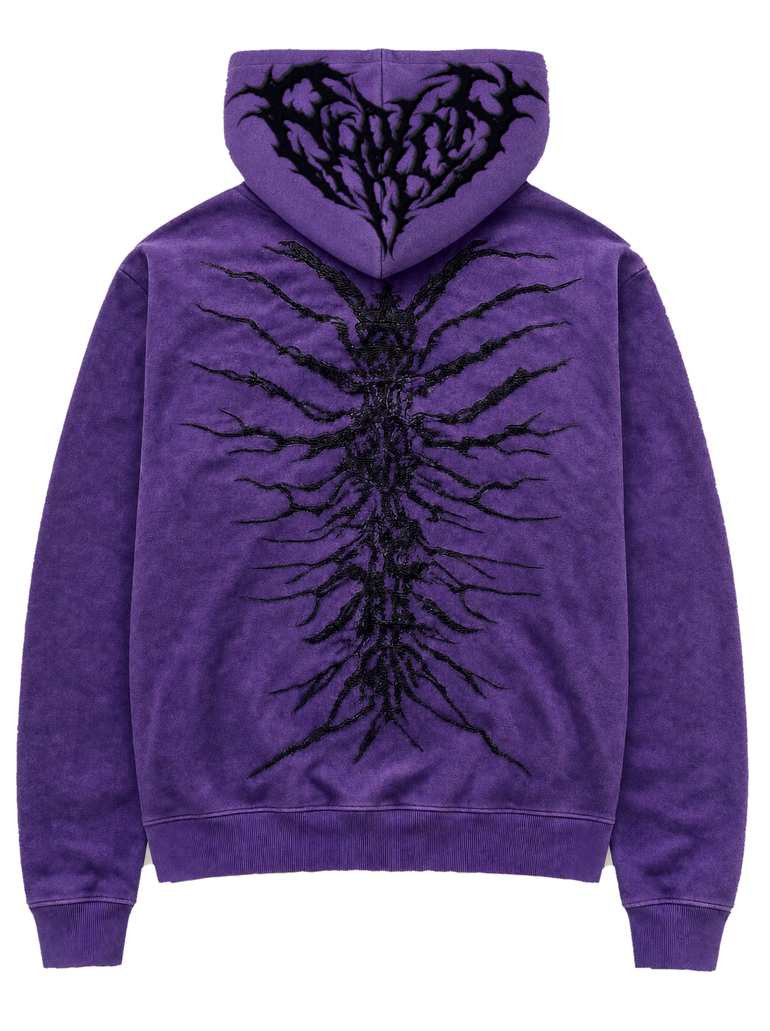 Ghoul Zip-Up Purple back with the Pholoh logo embroidered across the hood