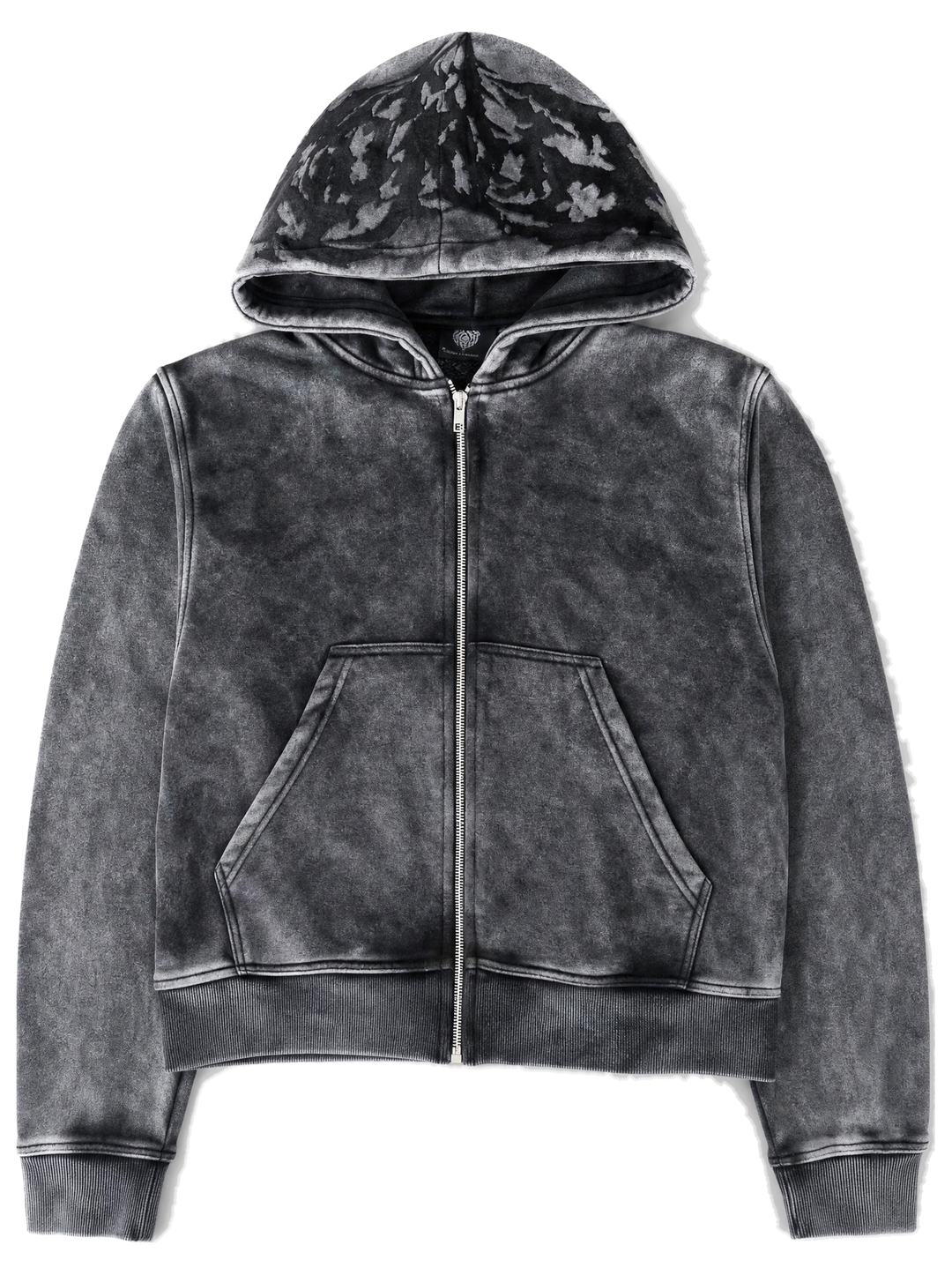 Ghoul Zip-Up Washed Black front