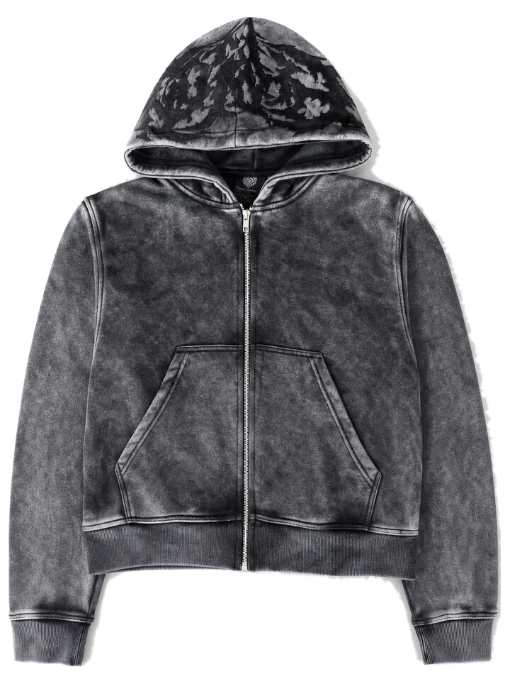 Ghoul Zip-Up Washed Black front