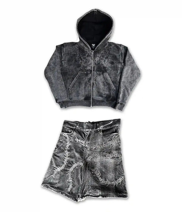 
    
      HALF A MIL ZIP BLACK+GHOUL JORTS - pholoh
    
