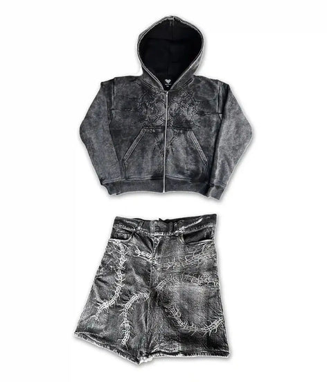 HALF A MIL ZIP BLACK+GHOUL JORTS - pholoh
