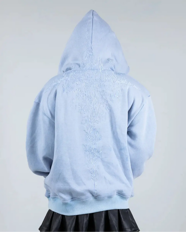 "Half a Million" Embroidered Hoodie (Baby Blue) - Second Image