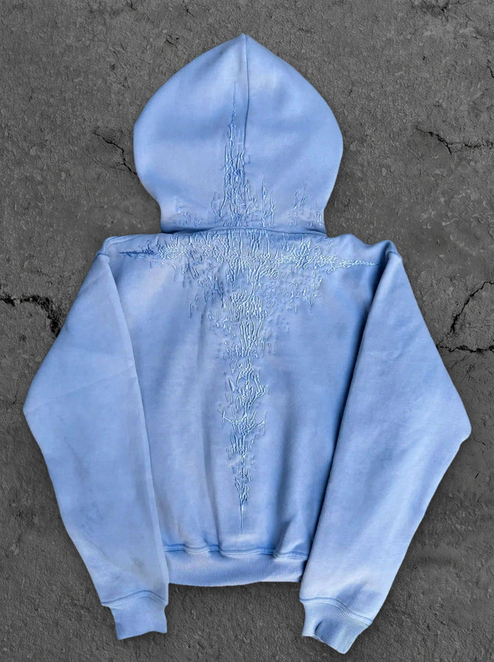 "Half a Million" Embroidered Hoodie (Baby Blue)