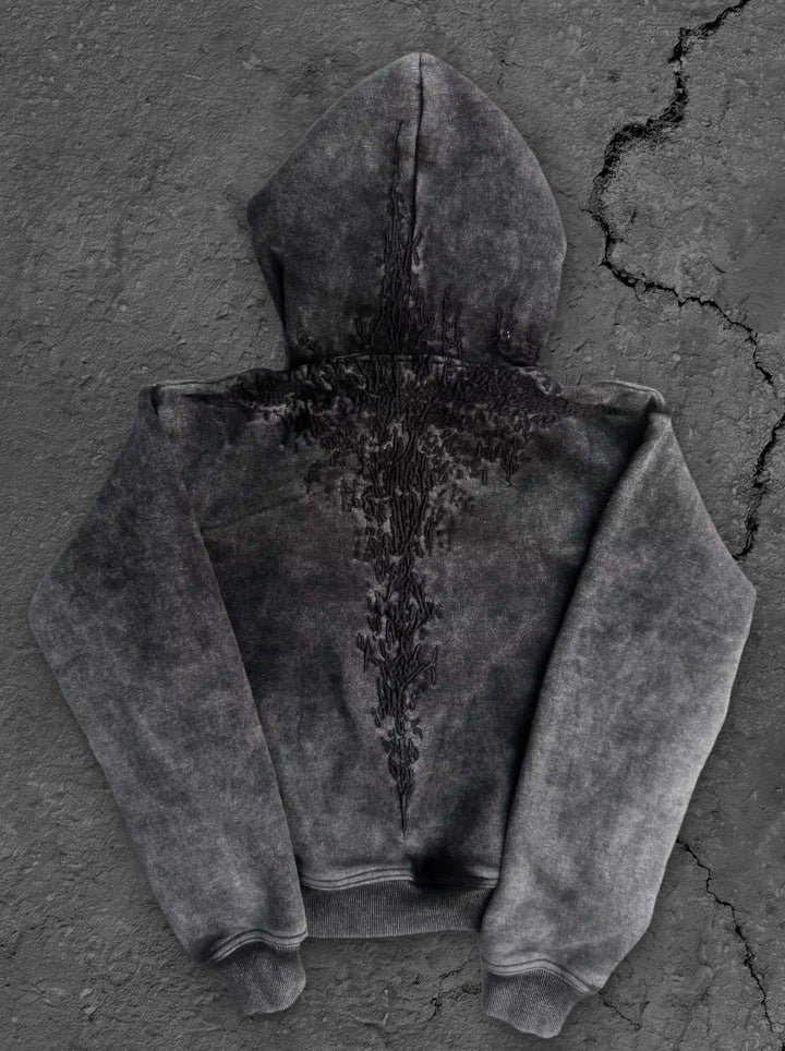 half a million embroidered hoodie black