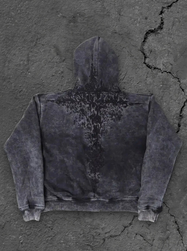 half a million embroidered hoodie black