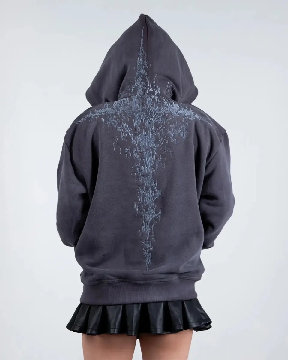 "Half a Million" Embroidered Hoodie (Grey) pholoh