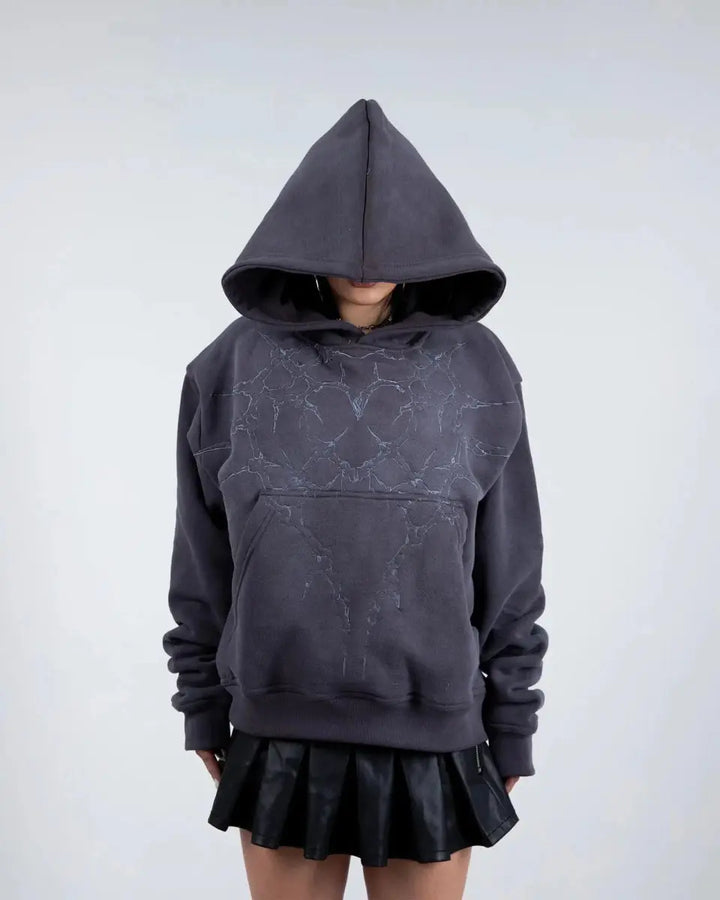 "Half a Million" Embroidered Hoodie (Grey) - pholoh
