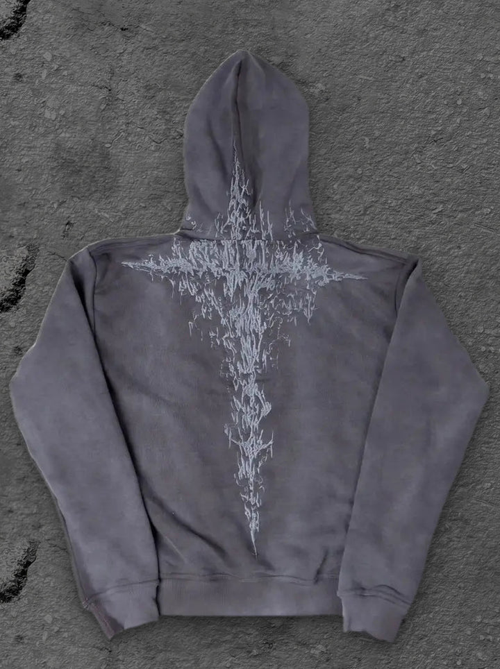 half a million embroidered hoodie grey