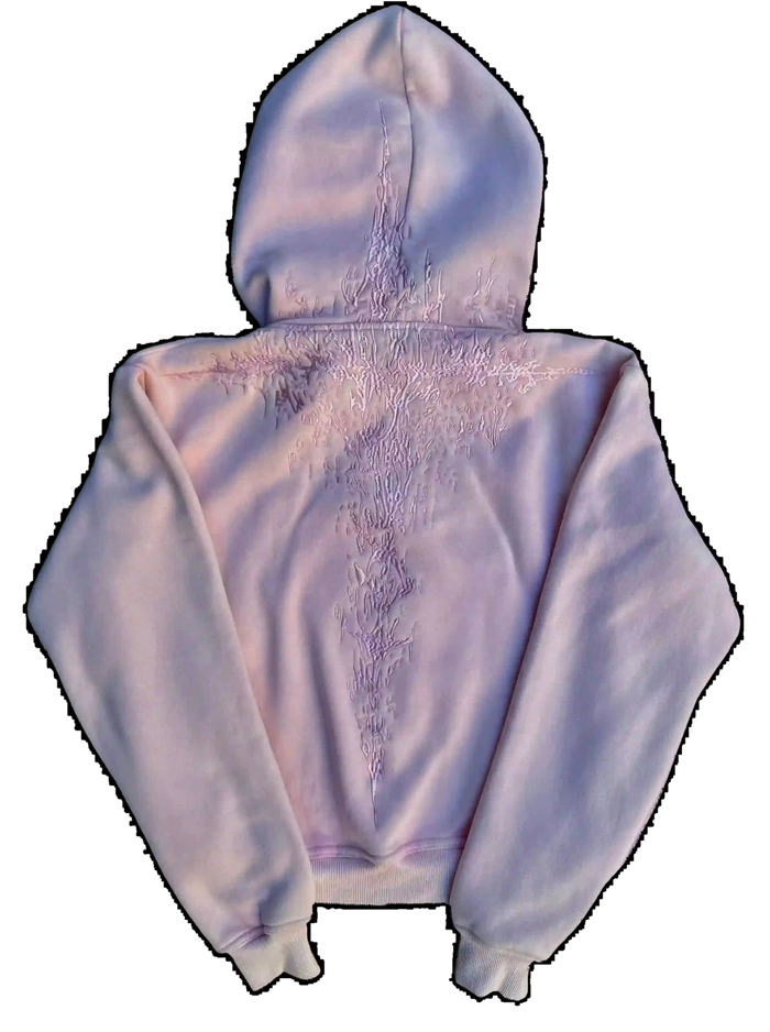 "Half a Million" Embroidered Hoodie (Light Pink)