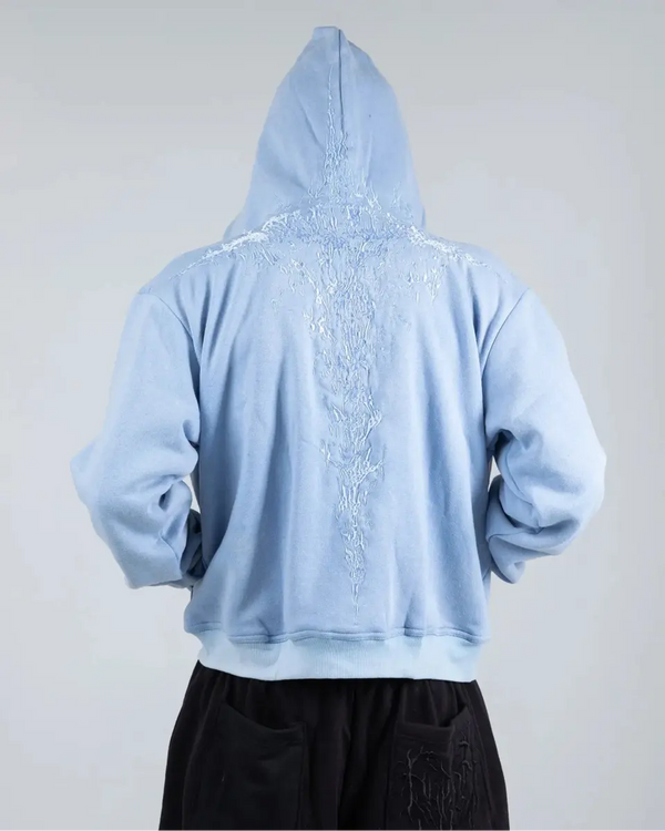 “Half a Million” Embroidery Zip-Up (Baby Blue) - Second Image