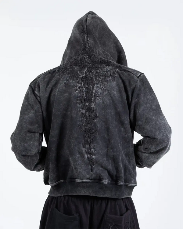 “Half a Million” Embroidery Zip-Up (Black) - Second Image