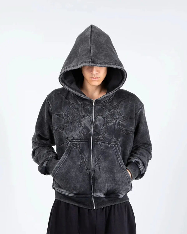 
    
      “Half a Million” Embroidery Zip - Up (Black) - pholoh
    
