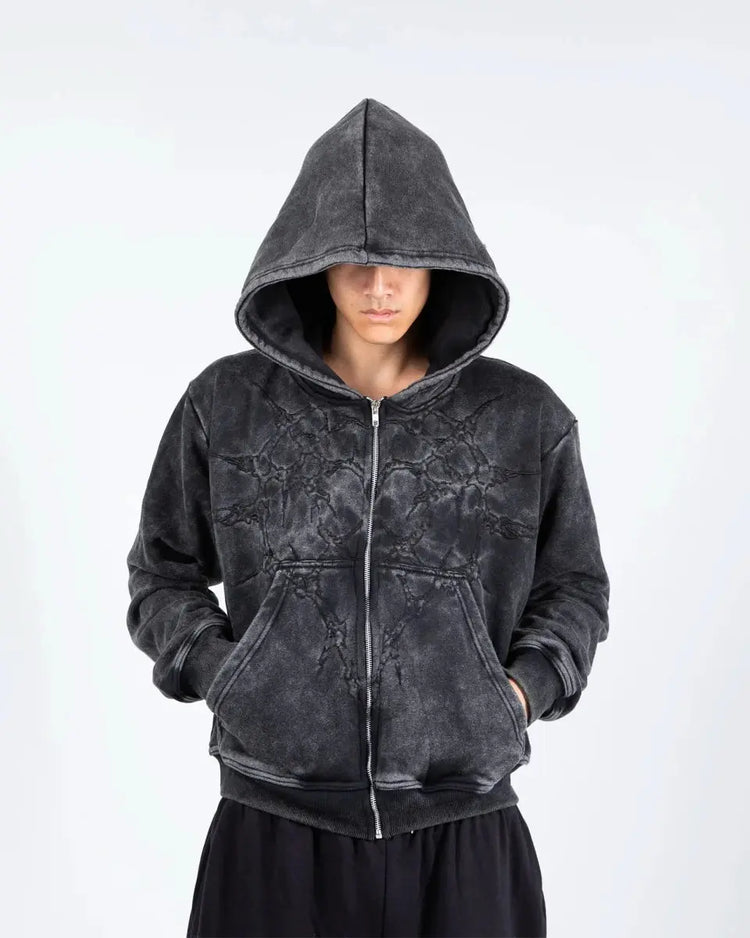 “Half a Million” Embroidery Zip - Up (Black) - pholoh