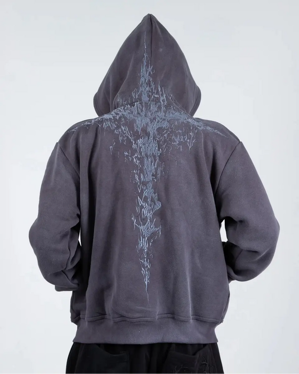 “Half a Million” Embroidery Zip-Up (Grey) - Second Image