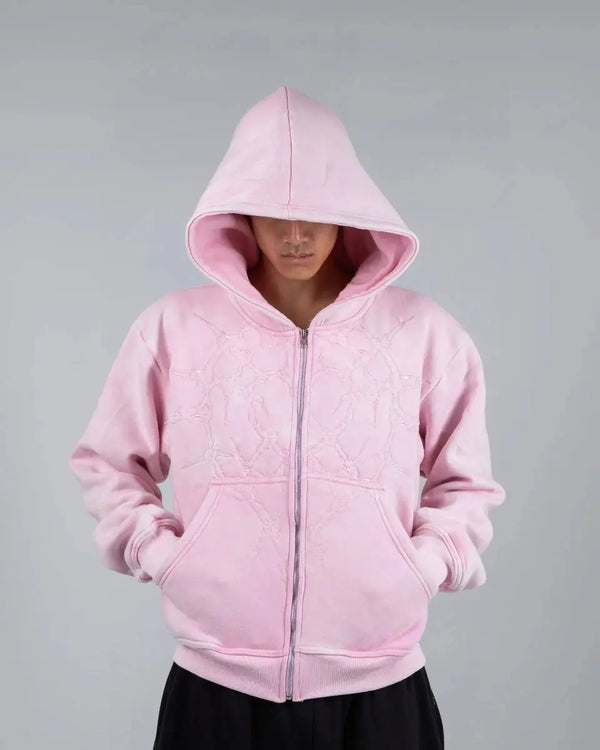 
    
      “Half a Million” Embroidery Zip - Up (Light Pink) - pholoh
    
