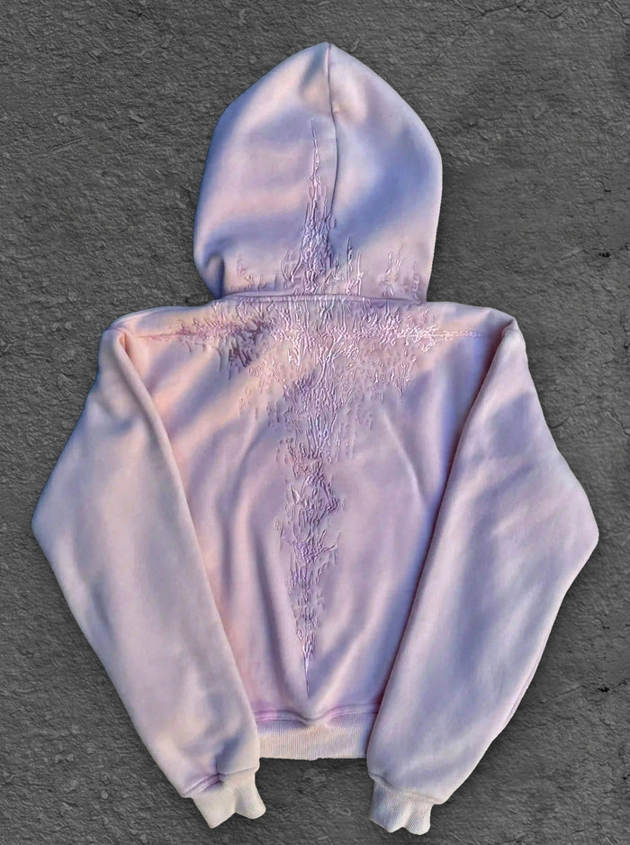 “Half a Million” Embroidery Zip-Up (Light Pink)