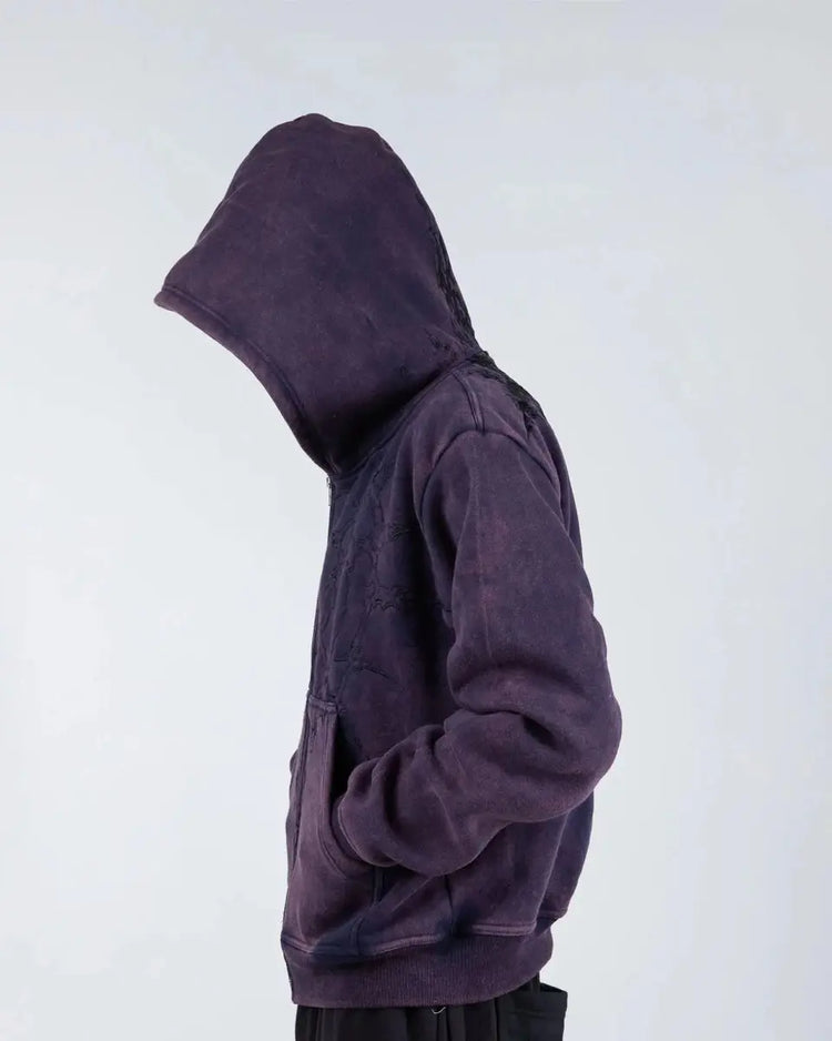 “Half a Million” Embroidery Zip - Up (Purple) - pholoh