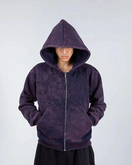 “Half a Million” Embroidery Zip - Up (Purple) - pholoh