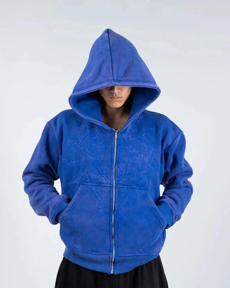 “Half a Million” Embroidery Zip - Up (Royal Blue) - pholoh