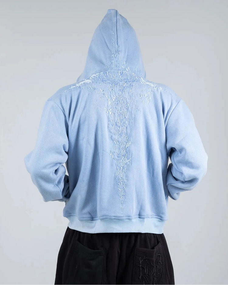 トップス JILTU baby frill hoodie baby blue Portia Knit Hoodie - Baby Blue – Babyboo Fashion