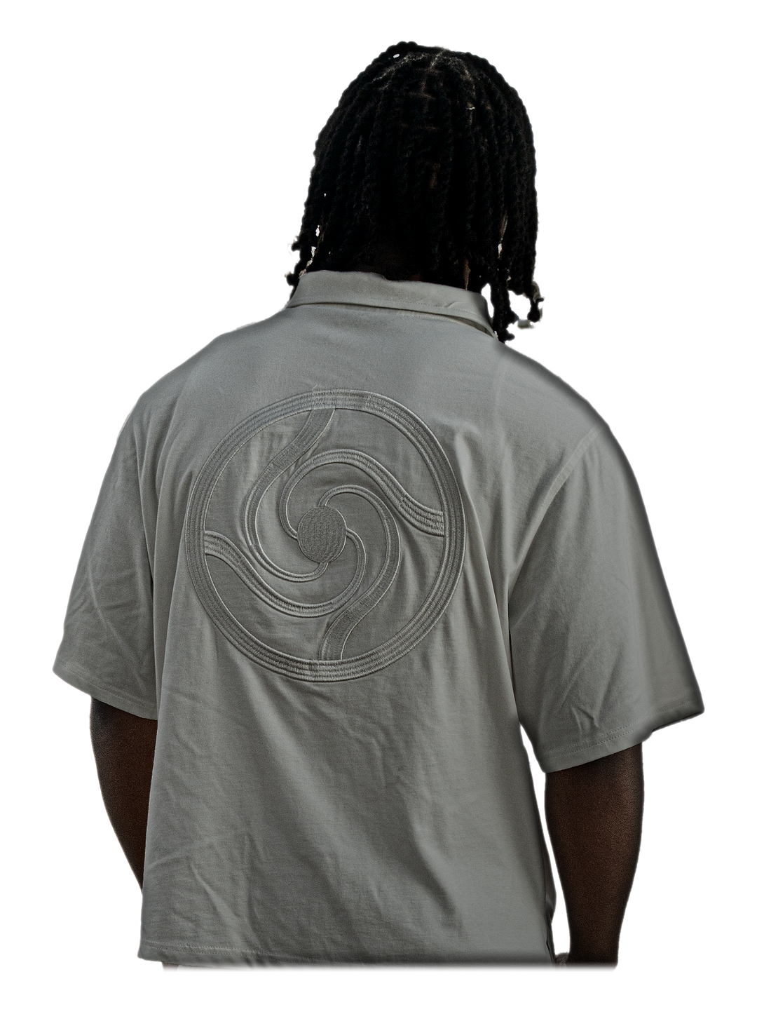 Hanten Polo (White), back, on model