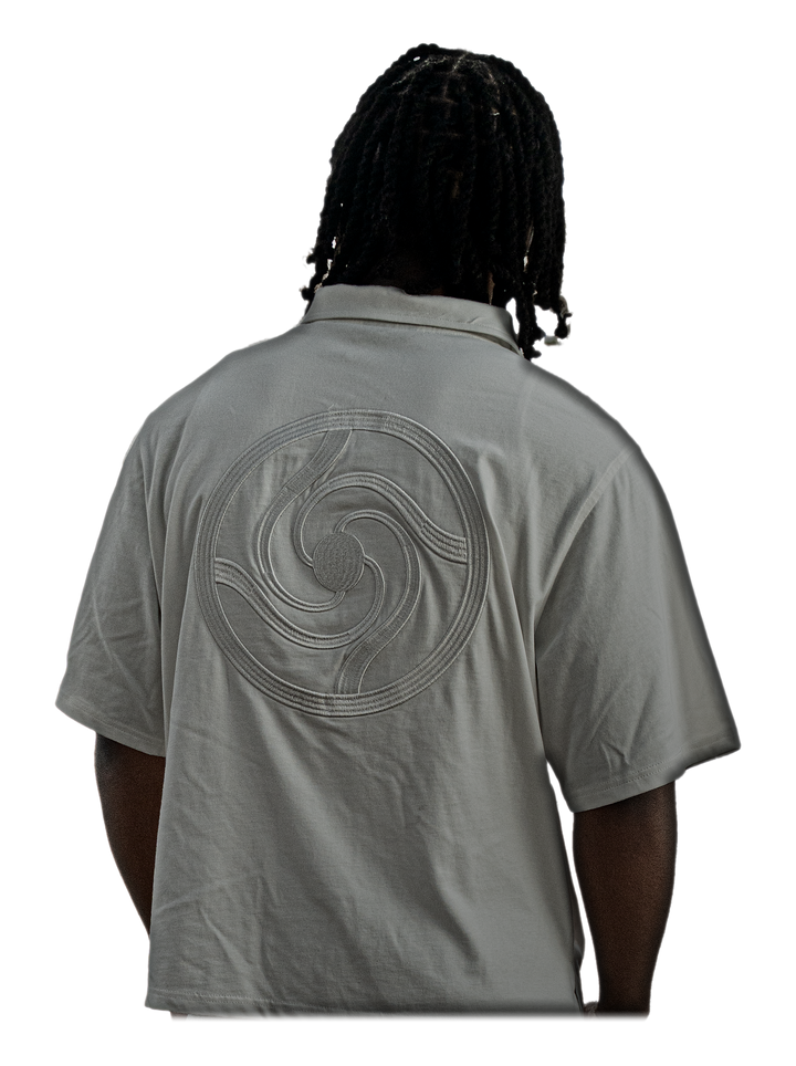 Hanten Polo (White), back, on model