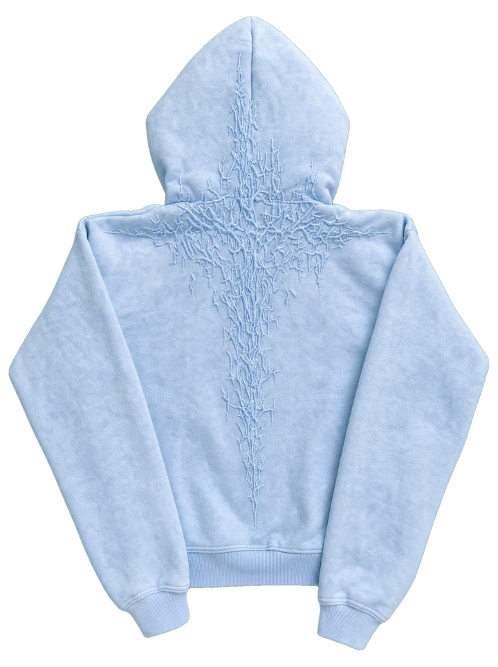 Half a Million Zip-Up Baby Blue back hood up