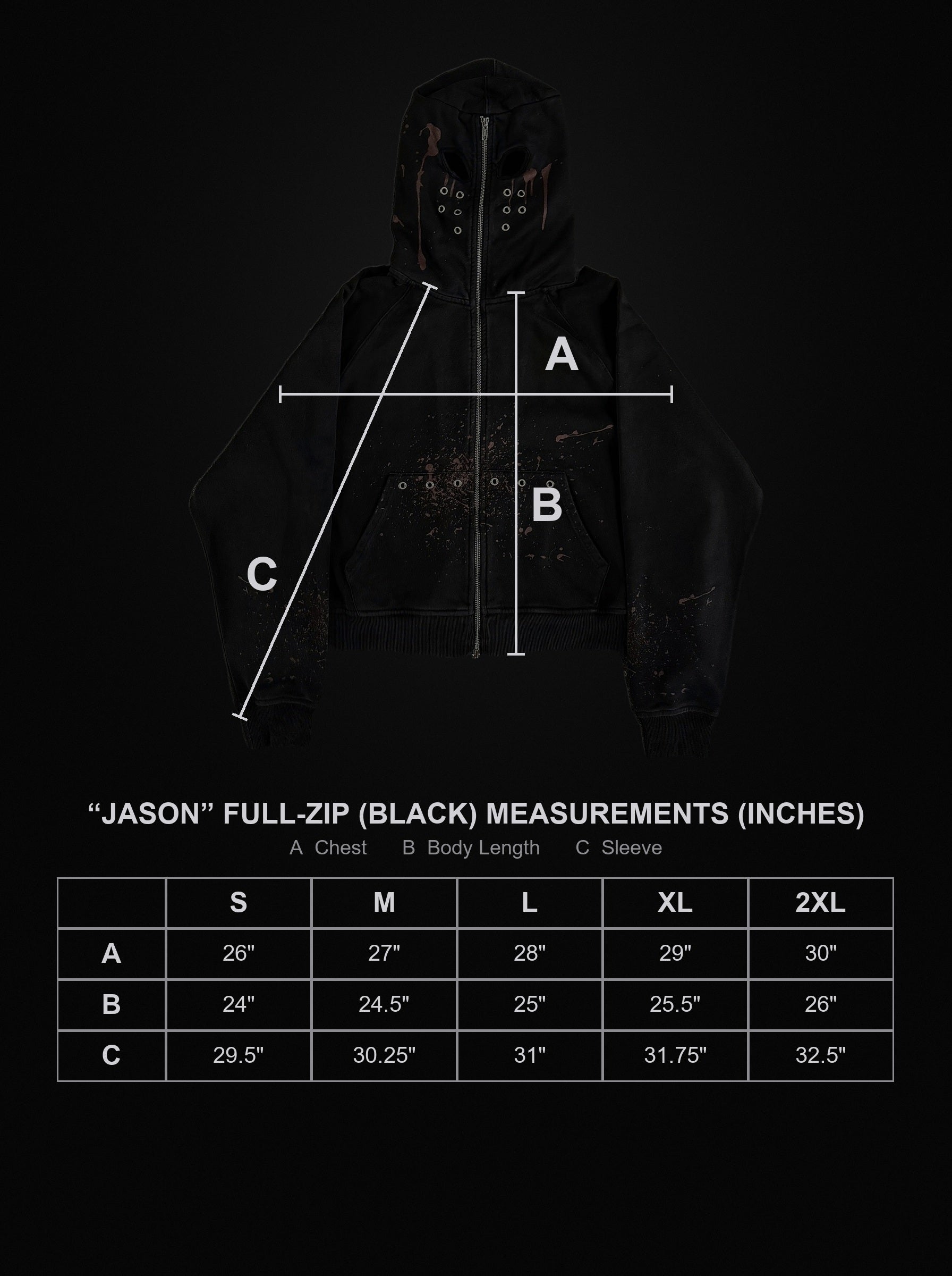 jason-full-zip-black size chart
