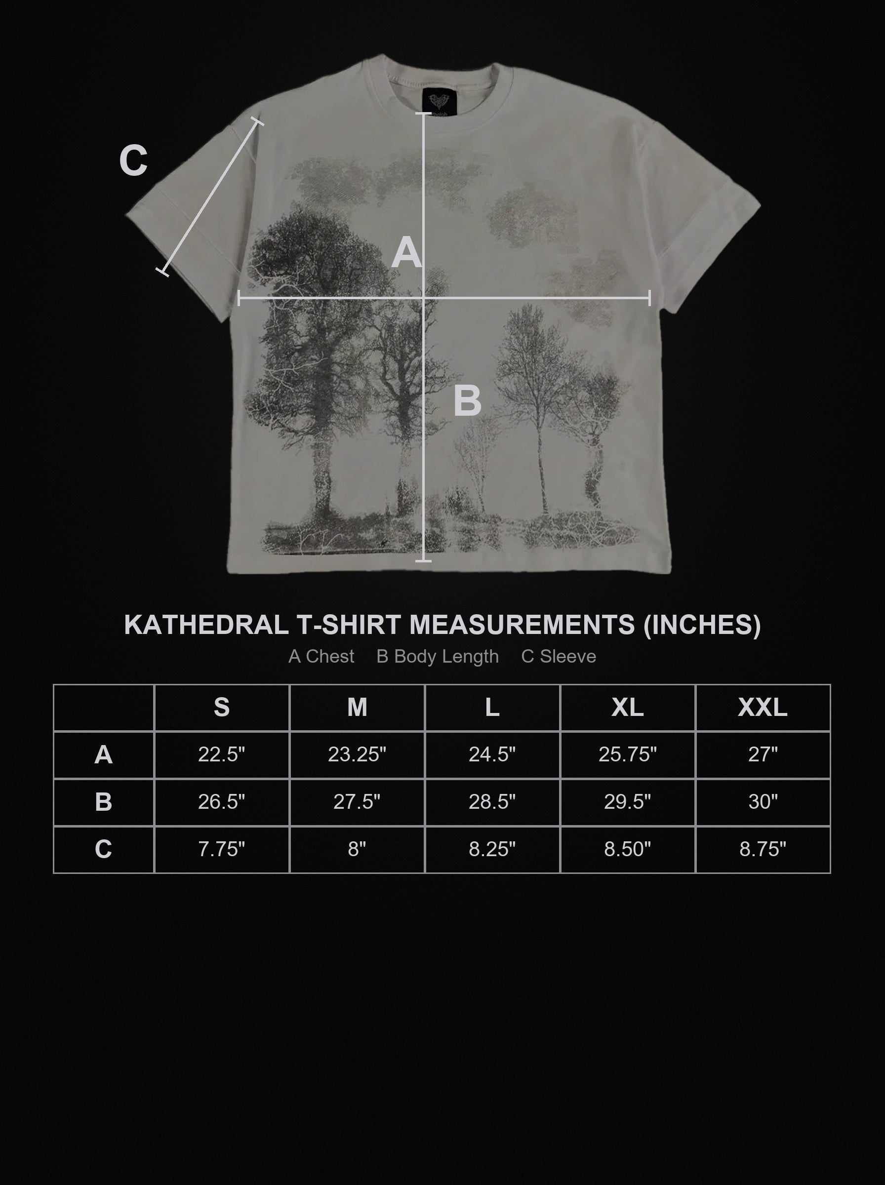 kathedral-t-shirt size chart