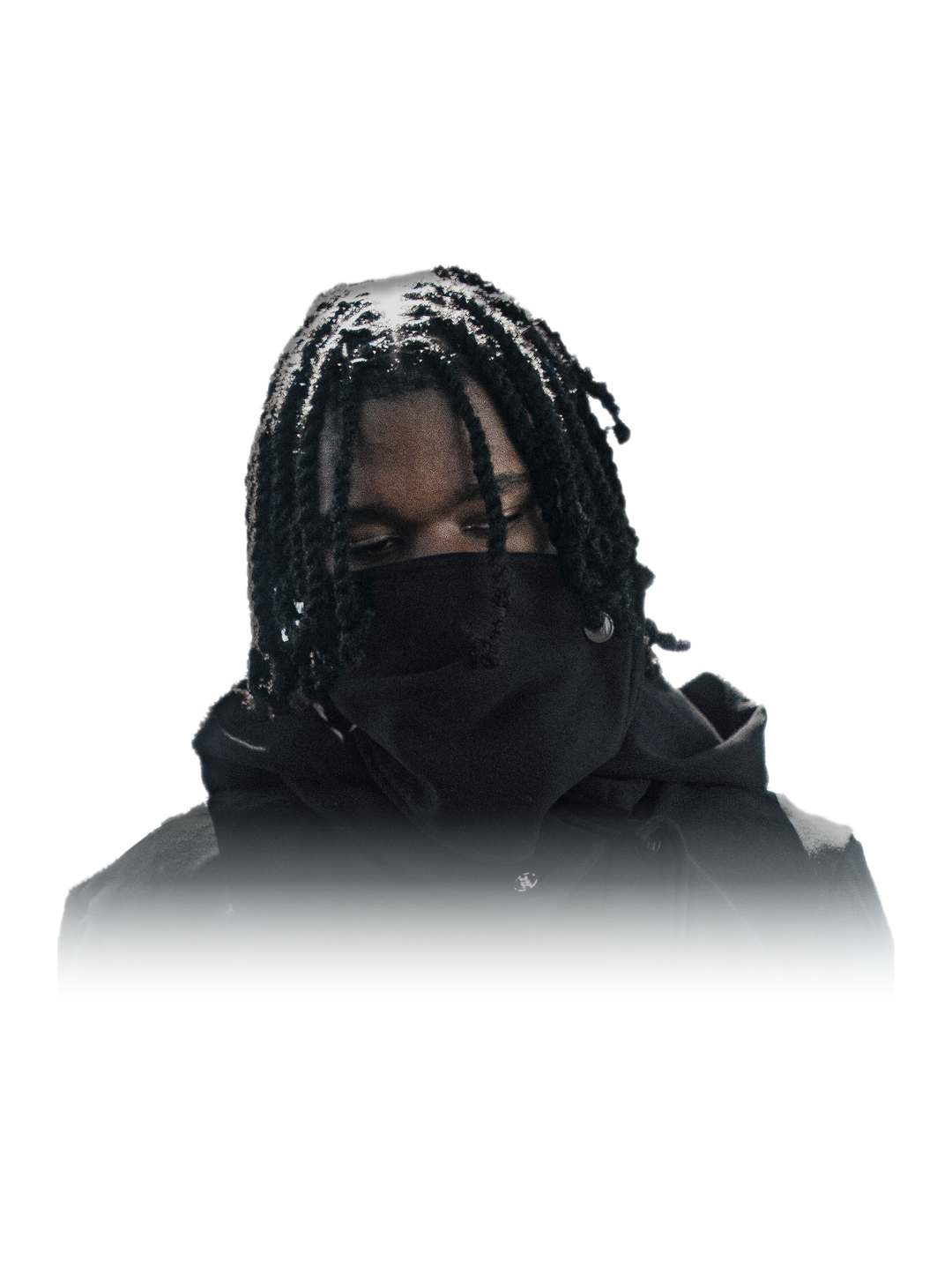 Kokusen Mask (Onyx), worn, on model