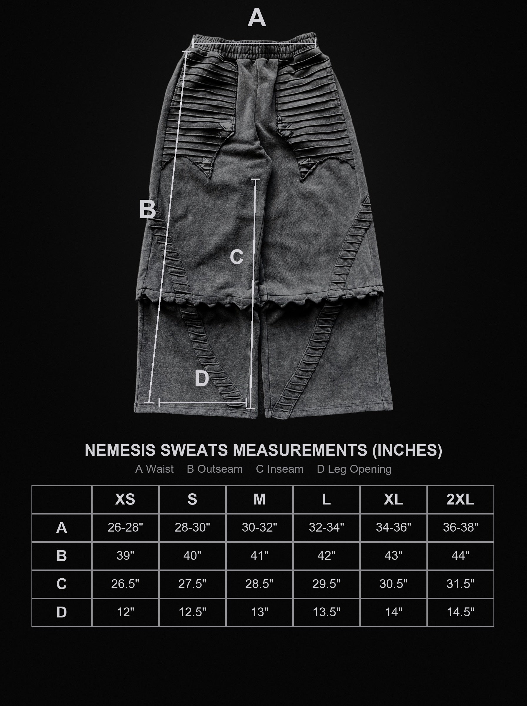 nemesis size chart