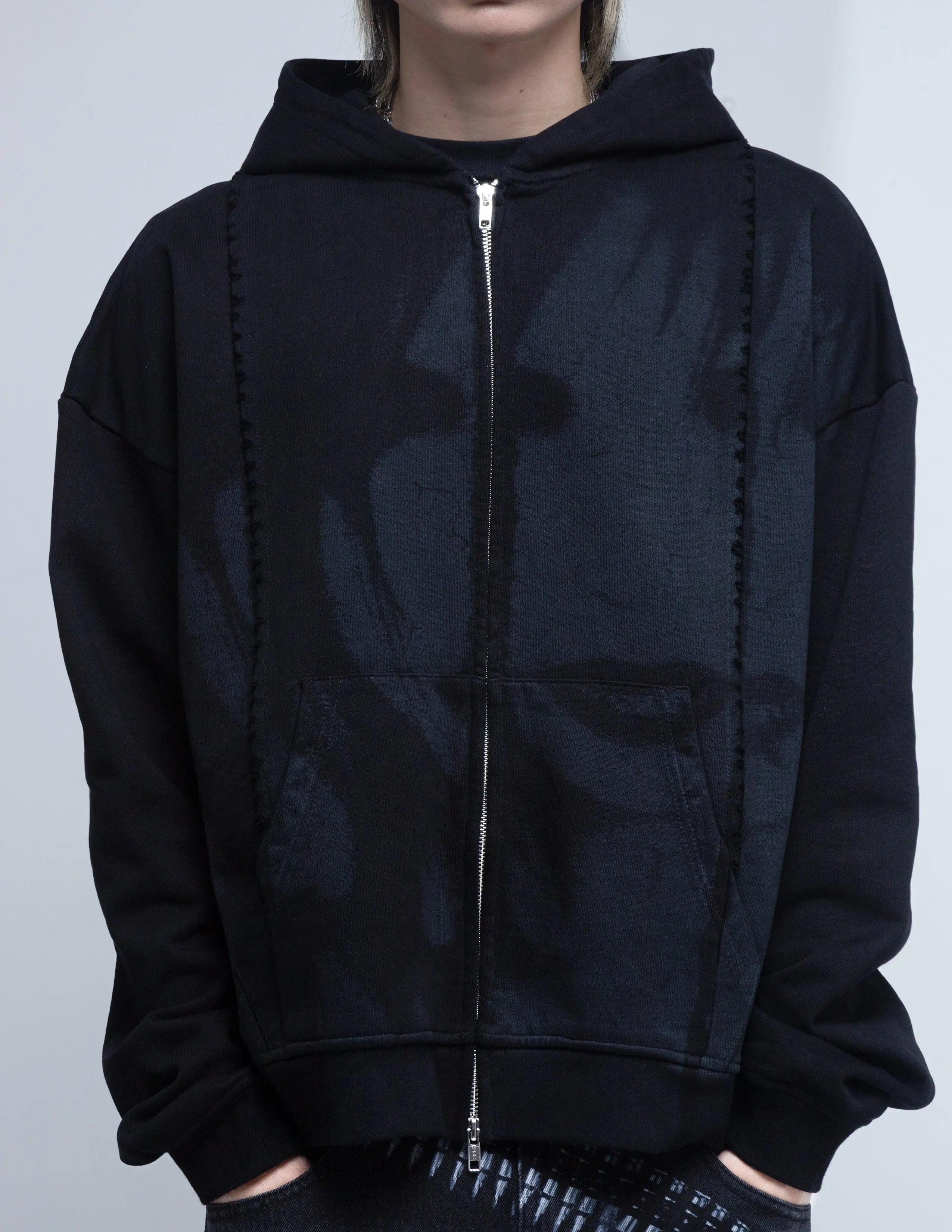 Glitched” Zip-Up (Black) – pholoh