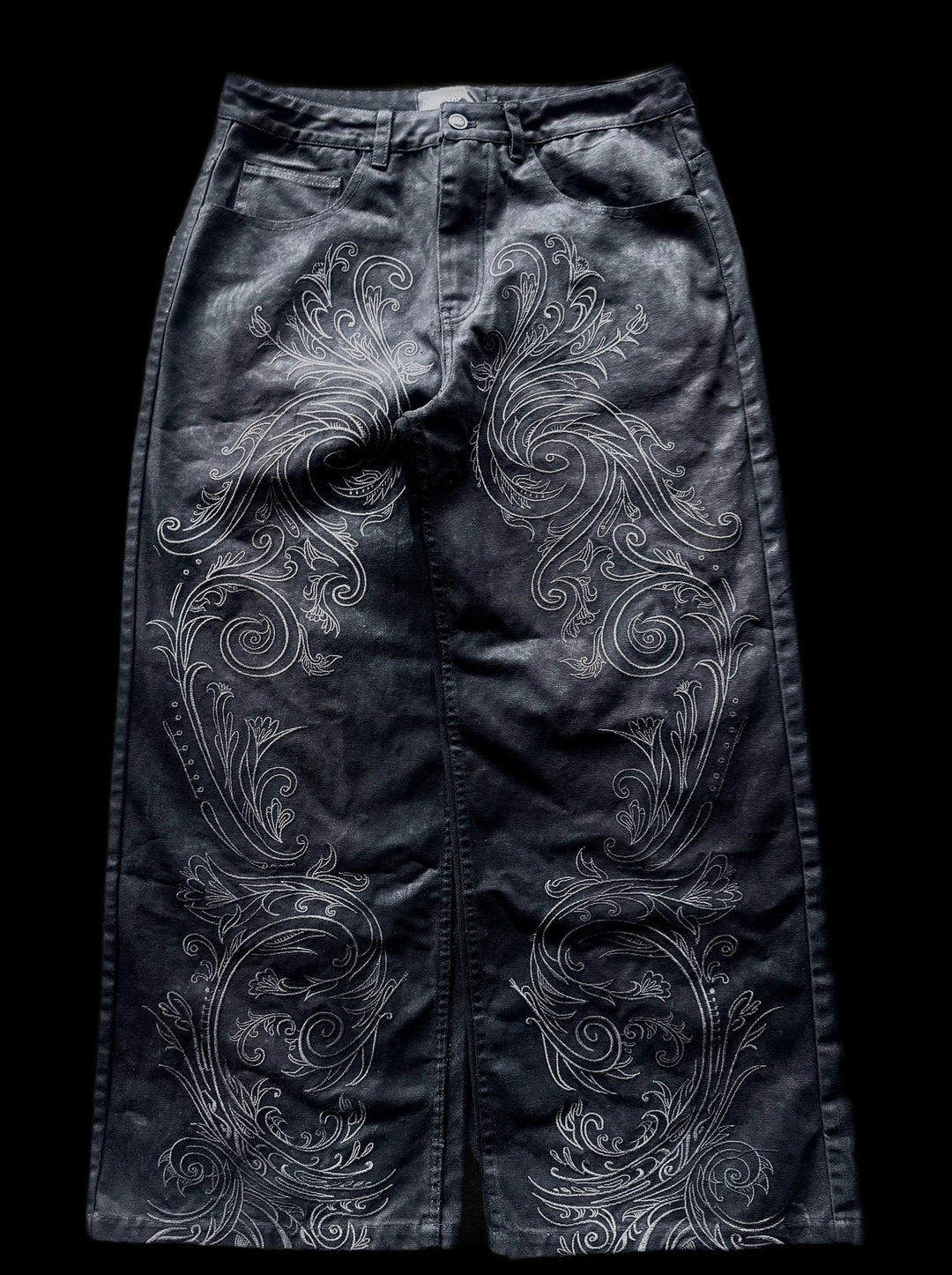 "Blood" Embroidered Jeans on black
